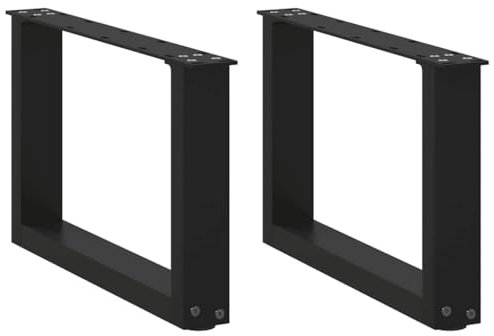 vidaXL Couchtischbeine U-Form 2 Stk. Schwarz 50x(30-31) cm Stahl, Tischbein, Tischbein Metall, Esstischbein, Möbelbein, Schreibtischbein
