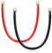 SWAWIS 2 Piezas Cable Bateria Coche M8 50cm Cable 25mm² Cable de Batería 12V/24V con Terminales de Anillo para Solar Moto Cable de Batería de Coche a Tierra, Negro + Rojo