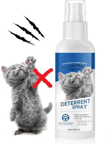 Cat Repellent Spray, Effective Cat Deterrent Spray with Bitter, Prevent Cats from Scratching Plants & Furniture, Suit for Indoor & Outdoor