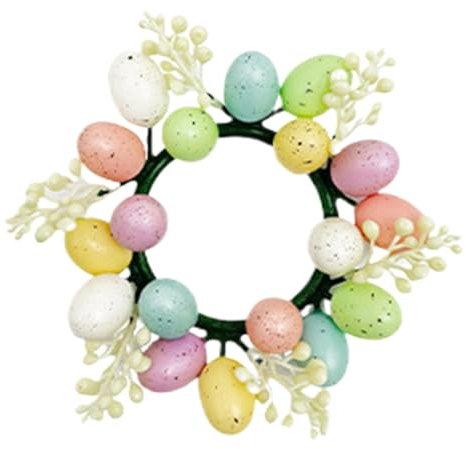 Corona de anillos de vela de Pascua - Corona de velas de pilar | Pilar Corona de anillo de velas con huevos de Pascua | Candelador de rosas rústico para velas de pilares, portavets para la vela para p