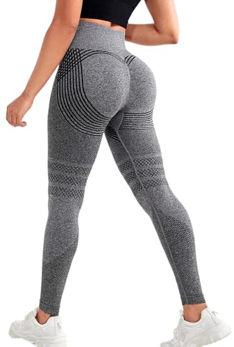 Jamicy Sport Leggings Damen High Waist Sportleggins Frauen Lang Gym Leggings Blickdicht Sporthose Elastische Bauchweg Yogahose Fitness Laufhose Grau Streetwear Wanderhose Outdoorhose Grau L