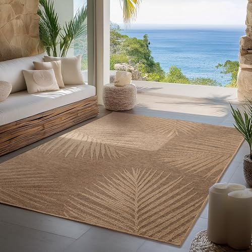 Carpettex Indoor Outdoor Teppich wetterfest, robust, pflegeleicht im natürlichen Jute-Look, ideal für Wohnzimmer, Küche, Terrasse, Garten und Balkon, 140x200 cm