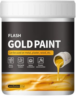 Yiohejy Liquid Gold Paint, Plaster Paint, Metal Plaster Painting, 300g Fast Drying, Art Supplies For Beginners, Ideal For Canvas Wood Clay Fabric Craft