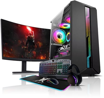 XYRAMAX High-Performance Gaming PC - AMD Ryzen 7 9800X3D, 32GB RAM, 1TB NVMe SSD, Nvidia RTX 5080 16GB Graphics - 22 Monitor - Prebuilt Desktop, Ark RGB, 850W PSU, WiFi, Windows 11