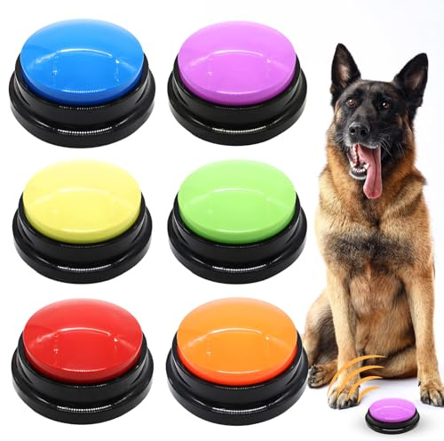 Mein HERZ 6 Pcs Botones de Comunicación para Perros,Zumbadores de Entrenamiento de Mascotas Grabable Botones de Comunicación para Perro Grabación de 30 Segundos