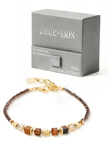 COEUR DE LION Würfelkette Armband Schmuck - Edelstahl Armkette Wave Cube Flow, Made in Germany - mit Schmuckstein, Swarovski® Kristall, Glasstein