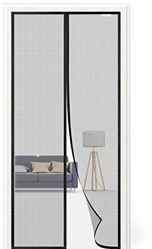 CWEEN CLU Moustiquaire Porte Fenêtre 80x195 cm, Magnétique Rideau de Porte Anti Mouche Moustiquaire Fenêtre Aimantée Protection Contre les Moustiques, Installation Rapide, Noir