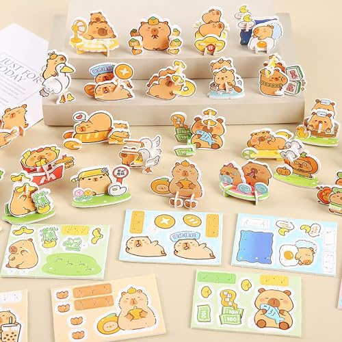 Gleemix 25 Stk Capybara 3D Puzzle Kinder, Denksport Aufgaben Puzzles Für Kinde Geburtstag Deko, Bastelset Kinder Ab 6 Jahre, Spielzeug Geschenke Für Junge Mädchen, Schule Der Magischen Tiere Partydeko