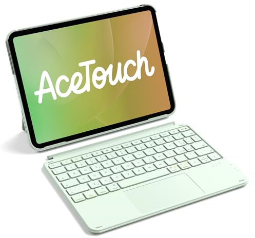 Inateck Custodia Tastiera iPad A16/10a Gen, Ultraleggera 450g | Per iPad Air 11 M4/M3/M2, Air 5/4, Pro 11, magnetico rimovibile 1s, touchpad, supporto vert/orizz, AceTouch, Verde