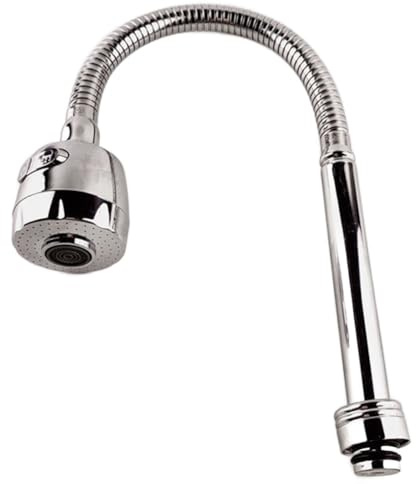 Robinet d'évier de cuisine en acier inoxydable avec tuyau flexible rotatif à 360°, buse double fonction (air + jet) et cartouche céramique anti-goutte, argent