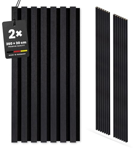 KGM Akustikpaneele ExPress Eiche Lava MDF - 30 x 1,7 x 260 cm, 2er Set | 3D-Wandverkleidung mit Filz, foliert, schallabsorbierend, 1,56 m² Deckung, für Wohn- & Büroräume, PEFC-zertifiziert