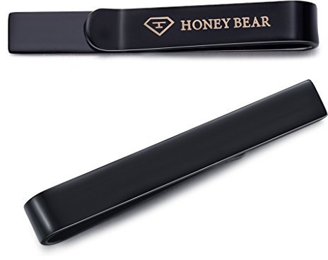 HONEY BEAR 1.57inch Homme/Garçons Maigre Pinces à Cravate pour le cadeau de mariage d'affaires,4cm (Noir 4cm)