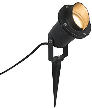 Qazqa Modern außen Erdspieß Strahler für den Garten - Done - Schwarz, max. 50W, Geeignet für LED, 30cm, IP65
