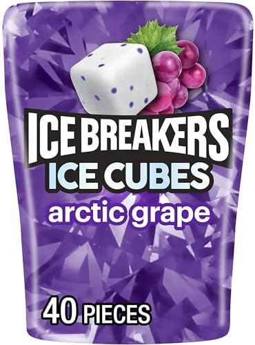 ICE BREAKERS Ice Cubes Arctic Grape Flavored Sugar Free Chewing Gum Bottle, 3.24 oz (40 Pieces)