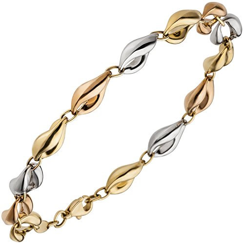Jobo Damen-Armband aus 14 Karat 585 Gold Tricolor 19 cm