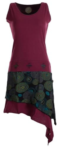 Vishes - Alternative Bekleidung - Ärmelloses asymmetrisches Lagenlook Zipfelkleid dunkelrot 40-42