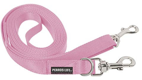 PERROS LIFE Guinzaglio 3 Metri con Doppio moschettone 25mm Cane Taglia Grande (Rosa)