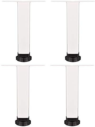 Jolan Pieds De Meubles en Métal,Hauteur Réglable,Pieds Carrés De Table,avec Coussin Antidérapant,Jambes De Sofa d'acier Inoxydable,Stable/Sûr,Antirouille,Pieds De Rechange.,Blanc,22cm
