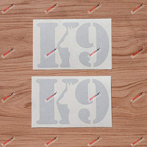 2er Pack reflektierend Weiß, 10,2 cm - K9 K-9 Einheit Polizeihund Form Aufkleber Sticker Vinyl - für Auto Boot Laptop 02121