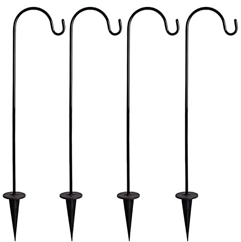 Mokyler Schäferhaken, 50 cm, schwarz, Pflanzenaufhänger, robuster Metallhaken, Solarlicht-Haken für Vogelhaus, Blumenkorb, Lichter, Hochzeitsdekoration, 4 Stück