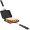 Frying Pan Black Aluminum Double-Sided Non Stick Frying Pan with Heat Resistant Handles Grill Snack Waffle Maker Griddle Pan Flip Pot for Cake Sandwiches Breakfast Healthy Cookware Chef's Pan