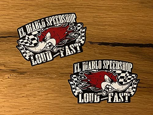#880 / 2X Horsepower Diablo Aufkleber 9 x 5 cm Kult Devil Sticker Oldschool Hot Rod Vintage Skull Rar Retro USA V8 Oldtimer Airride Low How Deep Turbo OEM JDM