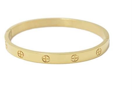 Luxus vergoldeter Edelstahl einfacher Stil Liebe Armreif Armband för Frauen (Gold Size 19)