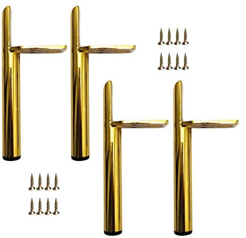 Jolan Furniture Legs Black/Gold/Silver, Table Legs Metal, Replacement Furniture Feet, 4 Pcs, Used for Diy Sofas, Coffee Tables, Cabinets, Dressing Table Tv Cabinets, With Screws,Gold-20cm(7.9in)