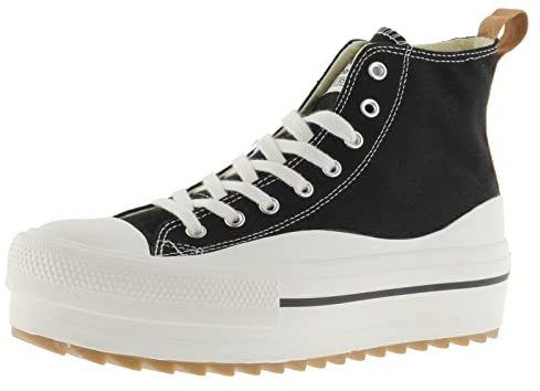 victoria Plataforma Botin Tribu Doble Lona & Suela Dentada 1061122-WOMEN para Mujer Negro 37