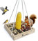 Plattform Eichhörnchen und Vogelfutterspender, hochwertiges Zedernholz-Tablett, Garten-Hängetier für Hof, Außendekoration, zieht Wildvögel an (finnische Kiefer)