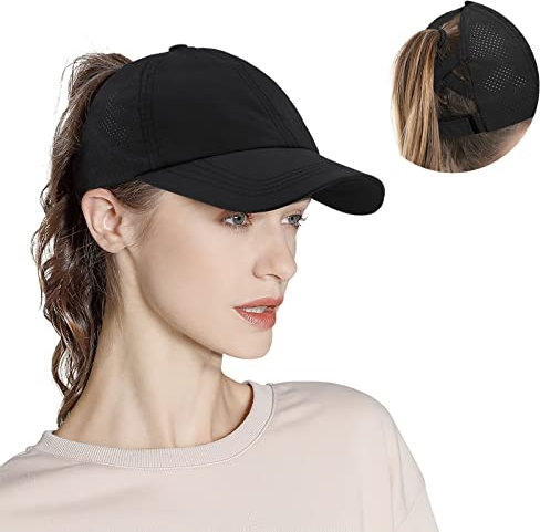 TAGVO Damen Baseball Cap Pferdeschwanz,Sommer Atmungsaktiv Mesh Baseballmütze, Outdoor Wasserdichte Schnell Trocknend Sportmütze Sportkappe,Faltbar Waschbar Verstellbar Basecap Sonnenhut Baseballkappe