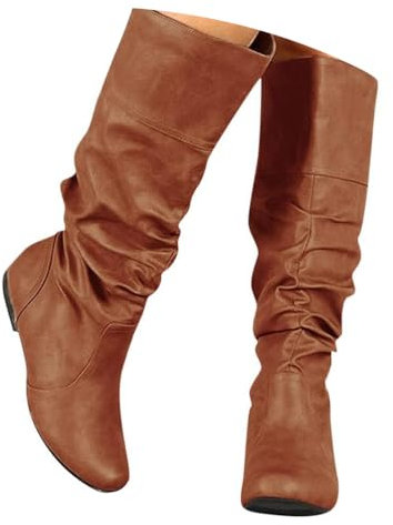 ticticlily Stivali Donna Pelle Piatta Morbido Camoscio Autunno Inverno Caldi Classico A Marrone 37 EU