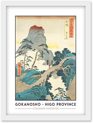 Wee Blue Coo Gokanosho Higo Province Utagawa Hiroshige Japanese Woodblock Classic Collection Artwork Framed Wall Art Print A4
