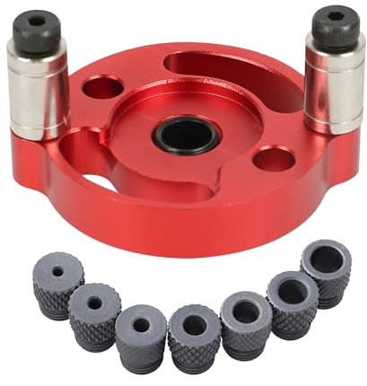 Vertical Self Centering Dowel Jig Kit 2/3/4/5/6/8/10mm Drill Bushings Dowelling Wood for Beech,Jig Self-Centering Drill Guide Kit,Vertical Hole Puncher Woodworking (Red)