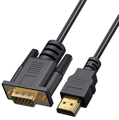NAERSI Câble HDMI vers VGA plaqué or (mâle vers mâle) pour ordinateur, ordinateur de bureau, ordinateur portable, PC, moniteur, projecteur, HDTV, Chromebook, Raspberry Pi, Roku, Xbox et plus 3 m