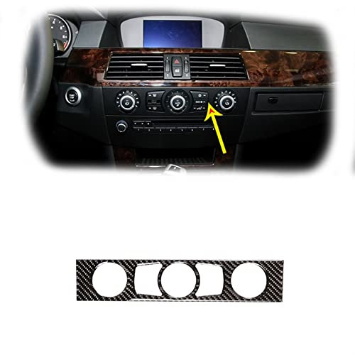 ILGUN Auto Zubehör 3D-Kohlenstoff-Faser-Klima-Knopfleisten-Aufkleber Für BMW 5er E60 E61 2004-2010 Klimaanlagen-Knopf-Rahmenverkleidung 1St