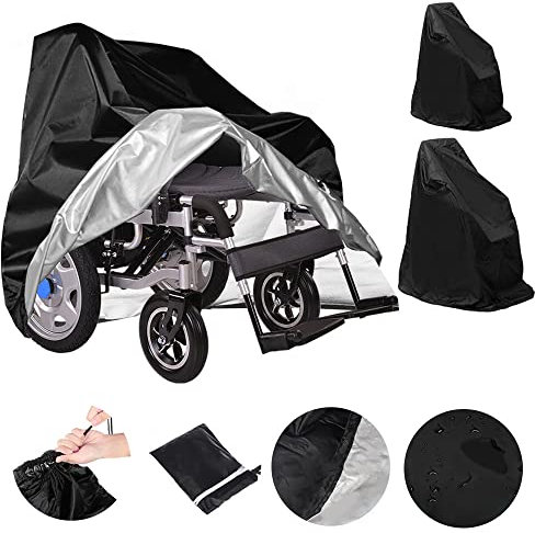 Wheel Chair Cover,Mobility Scooter Storage Protection Waterproof Electric Wheel Chair Protective Covers Outdoor with Bottom Elastic Rope(115x75x130cm)