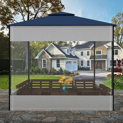 SDFVSDF Clear Waterproof Tarpaulin Tarp, (HxW: 2.5 * 2/2.5/3/4/5m) Transparent Heavy PVC Tarpaulin with Eyelets, usable for Pergola, Garden, Garage, Customizable-Keep Your Outdoor Space Elegance