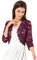 Allegra K Día de San Patricio Cárdigan Toreras Top De Encaje Floral Transparente Manga 3/4 Elegante para Mujer Borgoña XXL
