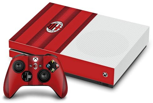 Head Case Designs Offizielle AC Milan Home 2023/24 Wappen-Set Vinyl Haut Gaming Aufkleber Abziehbild Abdeckung kompatibel mit Xbox One S Console and Controller Bundle