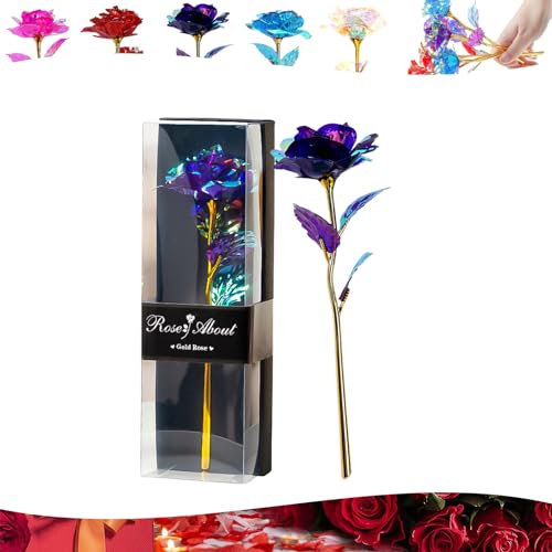 Forever Rose 24K Purple Galaxy Rose, Valentines Day Gifts for Her, Infinity Artificial Flowers, Eternal Present for Women Mom Girlfriend Wife Daughter Mothers Day Birthday Christmas