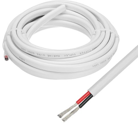 sourcing map 2 Core 10AWG Duplex Marine Wire 20 Ft Tinned Copper Insulated Boat Cable with PVC Jacket for Automotive Boat Marine Speakers