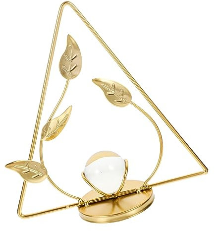 Cabilock Estatua de Hojas de Metal decoración de Acento de Hoja de Metal Ornamento decoración de Oro Escultura de Escritorio Escultura de Mesa nórdico Bola de Cristal Tarjeta de Mesa Gingko