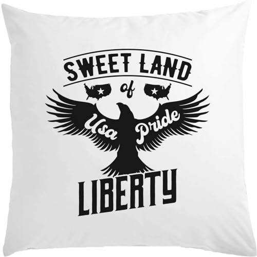 Atspauda USA Pride Sweet Land of Liberty Kissen, 40 x 40 cm, mit Füllung, Weiß, Einheitsgröße