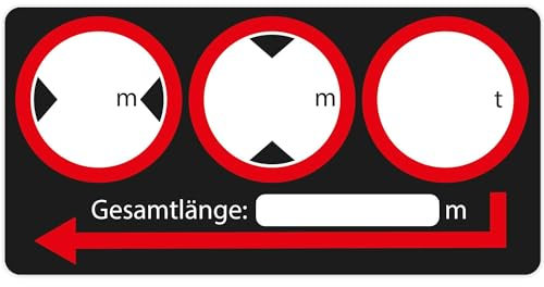 Hinweisaufkleber Fahrzeugmaße 10 x 5 cm | Länge x Breite x Höhe und Gewicht | für LKW Wohnmobil Camper Kastenwagen | Beschreibbar | Selbstklebend | Farbe schwarz