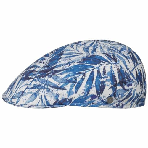 LIERYS Flatcap Casual Mehrfarbige Kappe Geblümte Schirmmütze mit Stretchfutterband Baumwolle Made in Italy Herren Frühjahr Sommer blau-weiß M (56-57 cm)