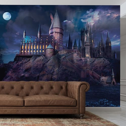 Harry Potter Wall Sticker – Hogwarts Castle Outside Night Time Full Wall Mural Wizarding World Art (3m Width x 2.3m Height)