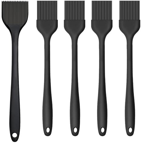 5 Stück Backpinsel [Groß+Klein] Küchenpinsel Küche Lebensmittelqualität Silikonölpinsel Spülmaschinengeeignet Silikonpinsel Küche BPA-Freies SilikonPinsel für Kochen,BBQ Grillen