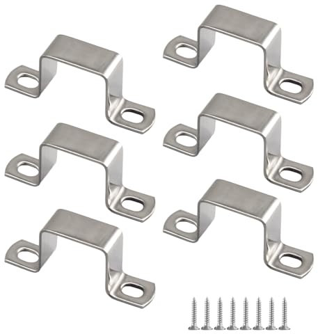 Zerniple 6 pezzi 60 x 60 mm Supporto per tubo flessibile a forma di U, supporto quadrato in acciaio inox 304, staffe per tubi con viti autofilettanti in acciaio inox
