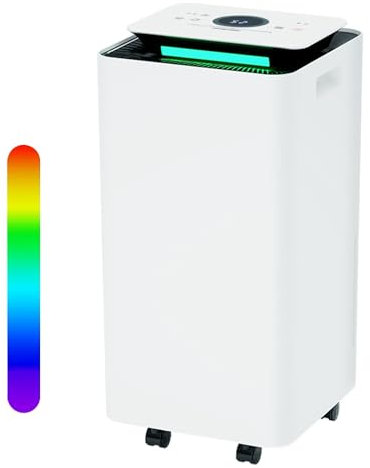 KioGro 12L Dehumidifier for Home, Electric Dehumidifier with WIFI, Auto Off and 3 Colour Humidity Ambient Light, Portable Mini Dehumidifier for Bedroom, Bathroom, Closet (White)